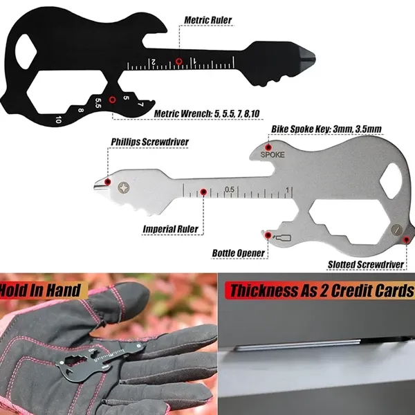 12 in 1 Guitar Shape Multi-function Keychain Tool with Scale - 12 in 1 Guitar Shape Multi-function Keychain Tool with Scale - Image 2 of 4
