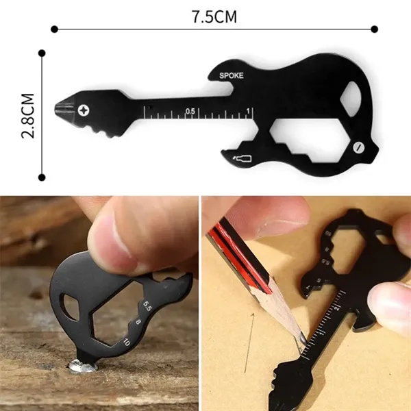 12 in 1 Guitar Shape Multi-function Keychain Tool with Scale - 12 in 1 Guitar Shape Multi-function Keychain Tool with Scale - Image 3 of 4