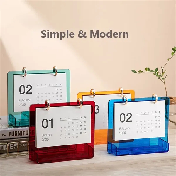 2025 Custom Desktop Calendar w/Acrylic Base Stand - 2025 Custom Desktop Calendar w/Acrylic Base Stand - Image 1 of 3