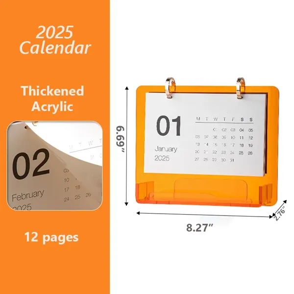 2025 Custom Desktop Calendar w/Acrylic Base Stand - 2025 Custom Desktop Calendar w/Acrylic Base Stand - Image 2 of 3