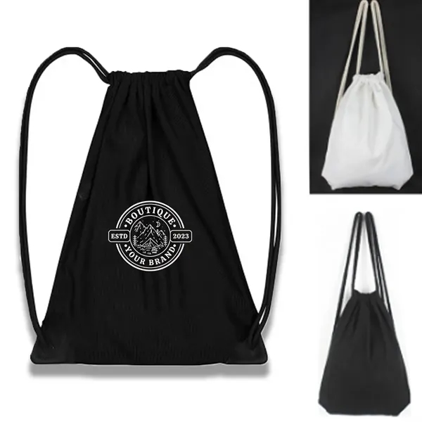 Durable Cotton Canvas Tote Bag Drawstring Color Backpack - Durable Cotton Canvas Tote Bag Drawstring Color Backpack - Image 0 of 3