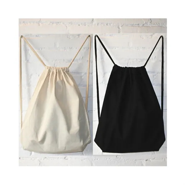 Durable Cotton Canvas Tote Bag Drawstring Color Backpack - Durable Cotton Canvas Tote Bag Drawstring Color Backpack - Image 2 of 3