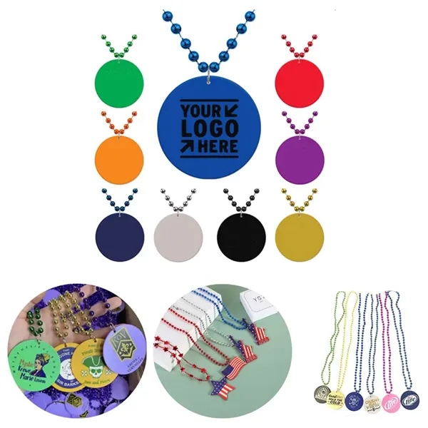 Custom Logo Mardi Gras Beads Necklace - Custom Logo Mardi Gras Beads Necklace - Image 0 of 1
