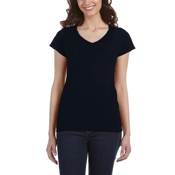 Ladies Preshrunk Cotton V-Neck T-Shirt - Ladies Preshrunk Cotton V-Neck T-Shirt - Image 1 of 9