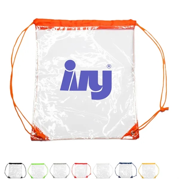 Clear PVC Drawstring Backpack w/ Matching Cinch Bag - Clear PVC Drawstring Backpack w/ Matching Cinch Bag - Image 0 of 8