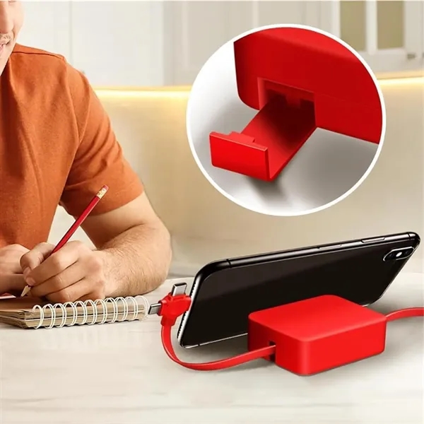 5 In 1 Retractable Charging Cable With Mirror & Phone Stand - 5 In 1 Retractable Charging Cable With Mirror & Phone Stand - Image 5 of 5