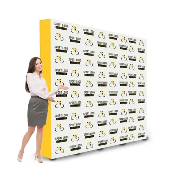 8ft x 8ft Step and Repeat Fabric Pop Up Straight Display - 8ft x 8ft Step and Repeat Fabric Pop Up Straight Display - Image 1 of 5