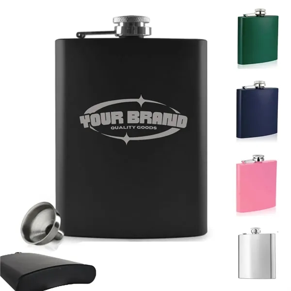 6oz Stainless Steel Matte Hip Flask Whiskey Bourbon - 6oz Stainless Steel Matte Hip Flask Whiskey Bourbon - Image 0 of 5