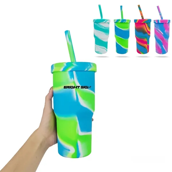 Silicone 32oz Straw Tumbler - Silicone 32oz Straw Tumbler - Image 0 of 5