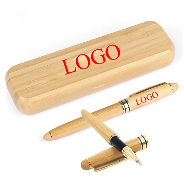 Eco-Friendly Bamboo Wood Pen & Case Executive Gift Set - Eco-Friendly Bamboo Wood Pen & Case Executive Gift Set - Image 0 of 3