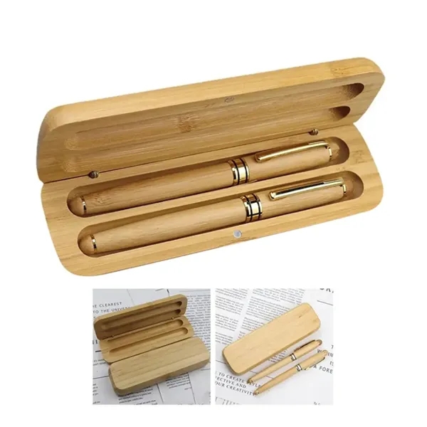 Eco-Friendly Bamboo Wood Pen & Case Executive Gift Set - Eco-Friendly Bamboo Wood Pen & Case Executive Gift Set - Image 2 of 3