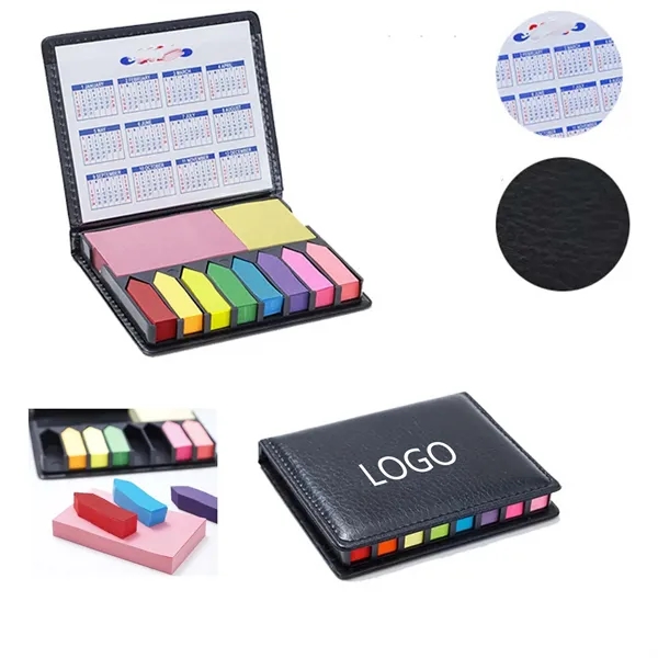 Leather Cover Multi-Color Assortment Sticky Note W/ Calendar - Leather Cover Multi-Color Assortment Sticky Note W/ Calendar - Image 0 of 8