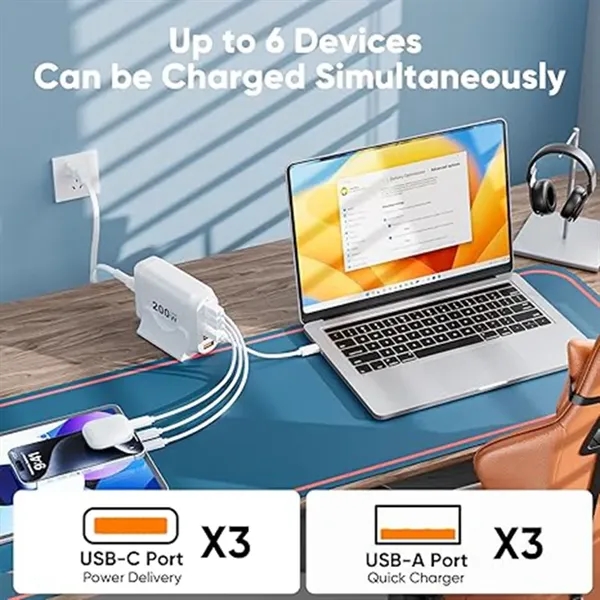 6-Port 200W USB Charger Station Wall Adapter Plug - 6-Port 200W USB Charger Station Wall Adapter Plug - Image 3 of 3