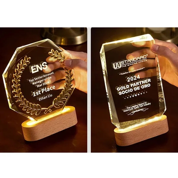 3D Crystal Night Light Medal Custom - 3D Crystal Night Light Medal Custom - Image 1 of 3