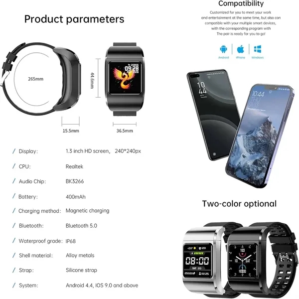 Smart Watch with Wireless Bluetooth Headset - Smart Watch with Wireless Bluetooth Headset - Image 6 of 6