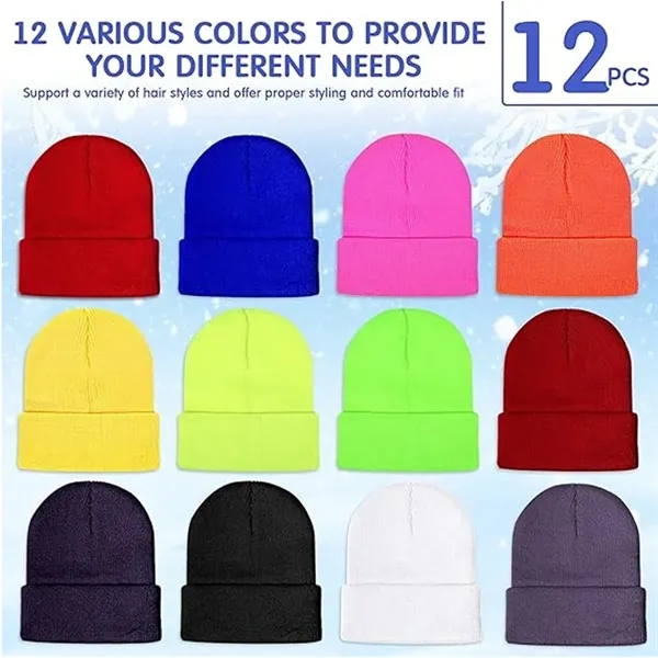 Customizable Knitted Cuff Beanie Loose Soft Ski Hat Unisex - Customizable Knitted Cuff Beanie Loose Soft Ski Hat Unisex - Image 2 of 2