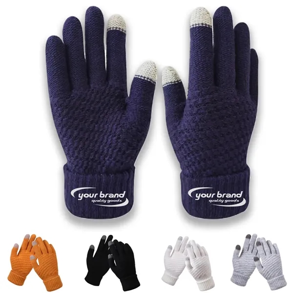 Customizable Warm Knitted Full Finger Gloves Winter Outdoor - Customizable Warm Knitted Full Finger Gloves Winter Outdoor - Image 0 of 6