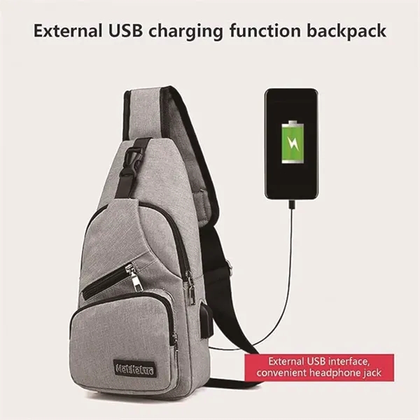 Waterproof Sling Backpack Bag with USB Charging Port - Waterproof Sling Backpack Bag with USB Charging Port - Image 2 of 5