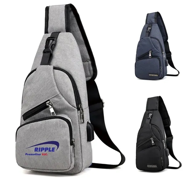 Waterproof Sling Backpack Bag with USB Charging Port - Waterproof Sling Backpack Bag with USB Charging Port - Image 0 of 5