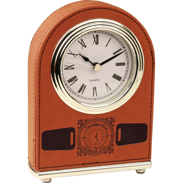 5.5" - Premium Leatherette Arch Desk Clock - Laser Engraved