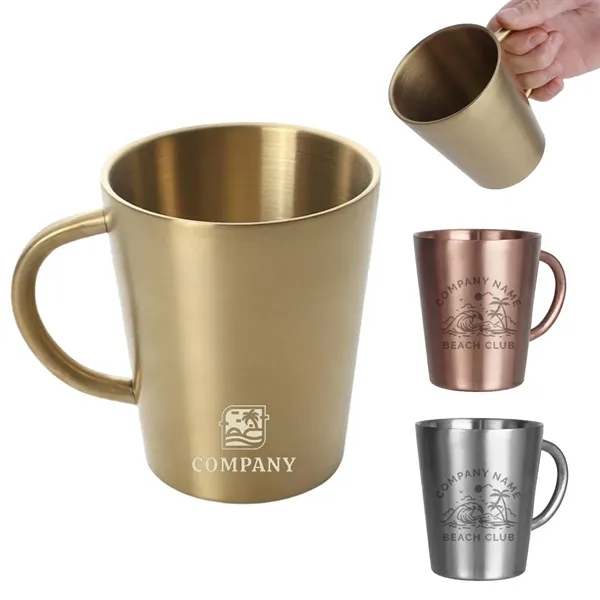 10oz Stainless Steel Coffee Cup with Handle - 10oz Stainless Steel Coffee Cup with Handle - Image 0 of 2
