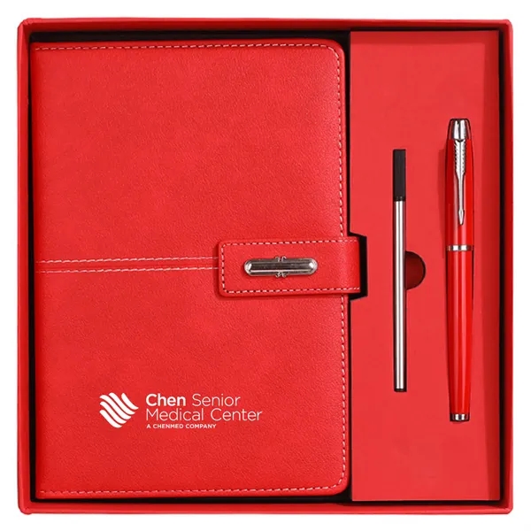 A5 Leather Notebook and Executive Pen Gift Set - A5 Leather Notebook and Executive Pen Gift Set - Image 1 of 5
