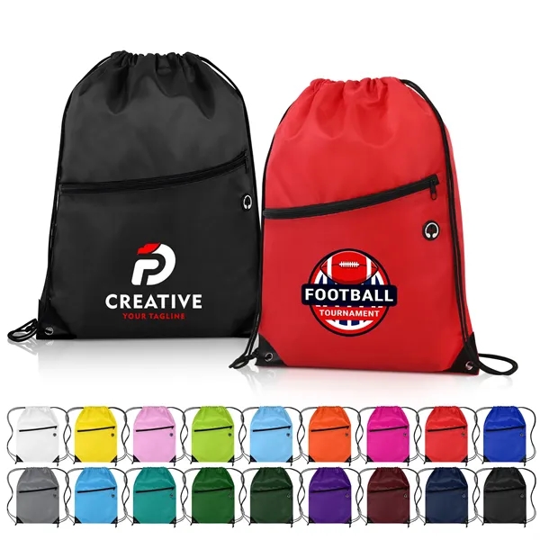 Drawstring Backpack with Front Zipper Pocket - Drawstring Backpack with Front Zipper Pocket - Image 0 of 21