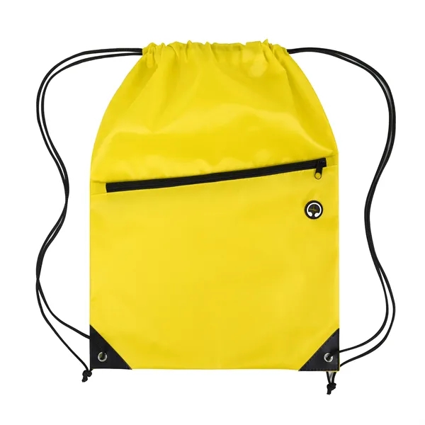 Drawstring Backpack with Front Zipper Pocket - Drawstring Backpack with Front Zipper Pocket - Image 5 of 21