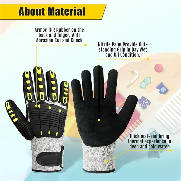 Anti Cut/Shock Safety Work Gloves - Anti Cut/Shock Safety Work Gloves - Image 1 of 3