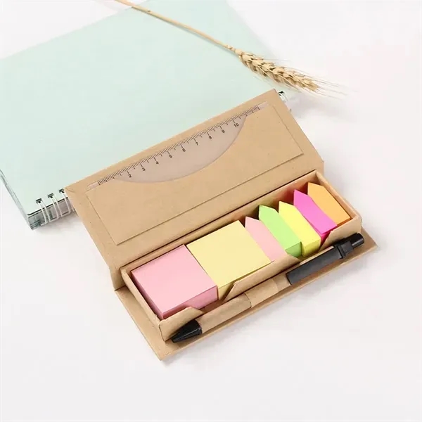 Sticky Note Set with Pen and Ruler and Ecological Case - Sticky Note Set with Pen and Ruler and Ecological Case - Image 2 of 3
