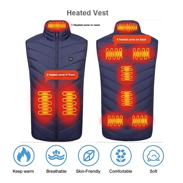 9 Heating Zones USB Unisex Heated Vest - 9 Heating Zones USB Unisex Heated Vest - Image 0 of 6