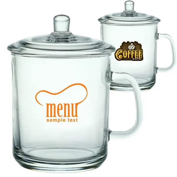 15 oz. Custom Glass Tea Cups w/ Lids - 15 oz. Custom Glass Tea Cups w/ Lids - Image 0 of 2
