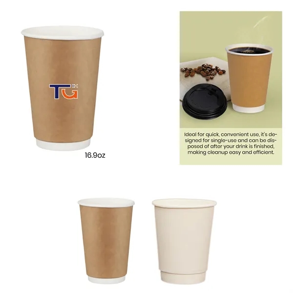 12oz Double-Layer Kraft Insulated Coffee Cup w/ Lid - 12oz Double-Layer Kraft Insulated Coffee Cup w/ Lid - Image 0 of 2