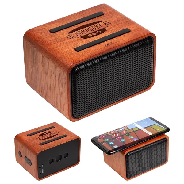 FSC® Mahogany Wireless Speaker with Wireless Charger - FSC® Mahogany Wireless Speaker with Wireless Charger - Image 0 of 0
