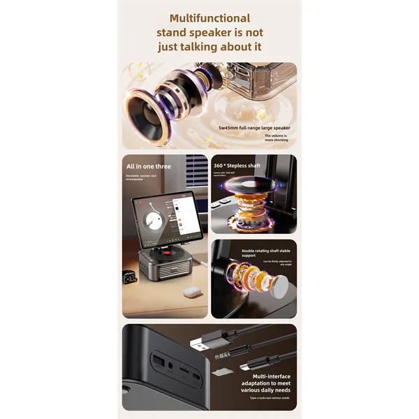 Tablet Stand with Bluetooth Speaker and power bank - Tablet Stand with Bluetooth Speaker and power bank - Image 3 of 5