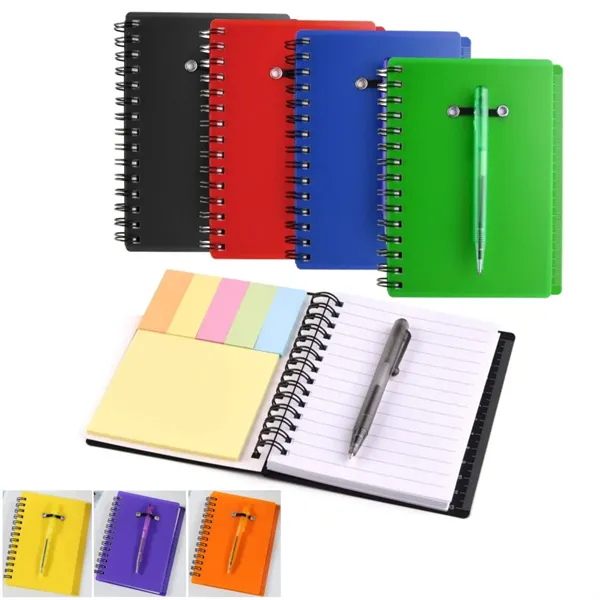Spiral Pocket Notepad with Pen, Sticky Notes & Tabs - Spiral Pocket Notepad with Pen, Sticky Notes & Tabs - Image 0 of 3