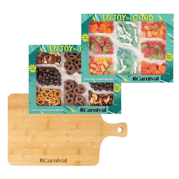 Sour Gummy & Sweet & Savory Charcuterie Trays w/Bamboo Board - Sour Gummy & Sweet & Savory Charcuterie Trays w/Bamboo Board - Image 0 of 3