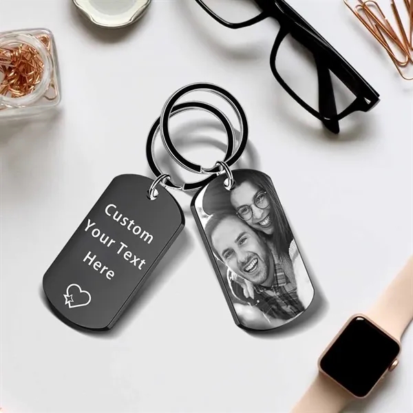 Photo Keychain With Text Unique Engraved - Photo Keychain With Text Unique Engraved - Image 0 of 6