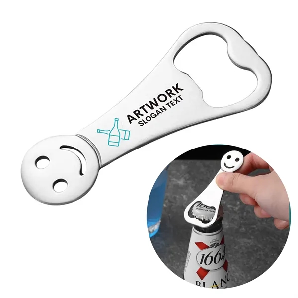 Cute Smiley Face Stainless Steel Bottle Opener - Cute Smiley Face Stainless Steel Bottle Opener - Image 0 of 1