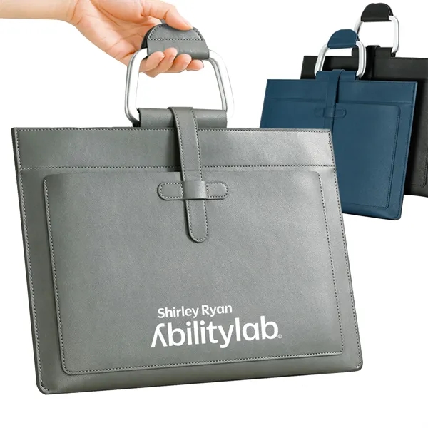 Leather A4 File Folder Document Holder With Handle - Leather A4 File Folder Document Holder With Handle - Image 0 of 6
