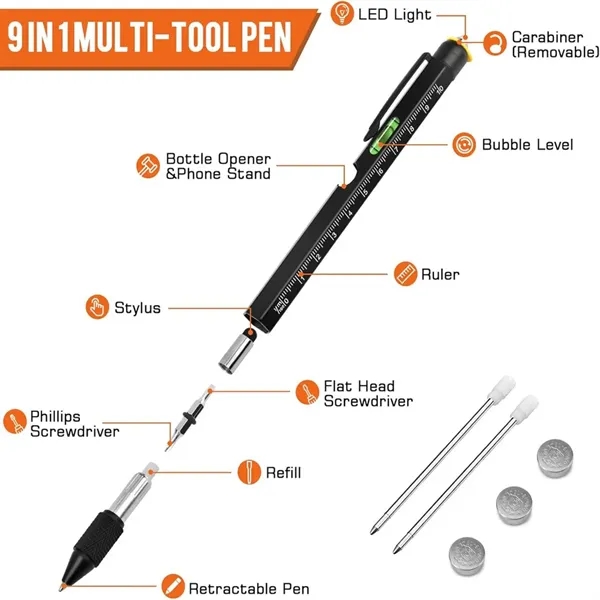 9 In 1 Multitool Pen - 9 In 1 Multitool Pen - Image 1 of 2