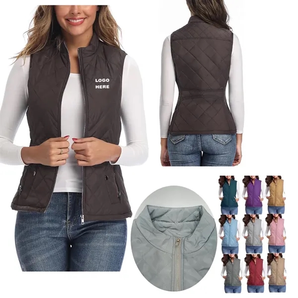 Custom Winter Fashion Women's Quilted Vest - Custom Winter Fashion Women's Quilted Vest - Image 0 of 8