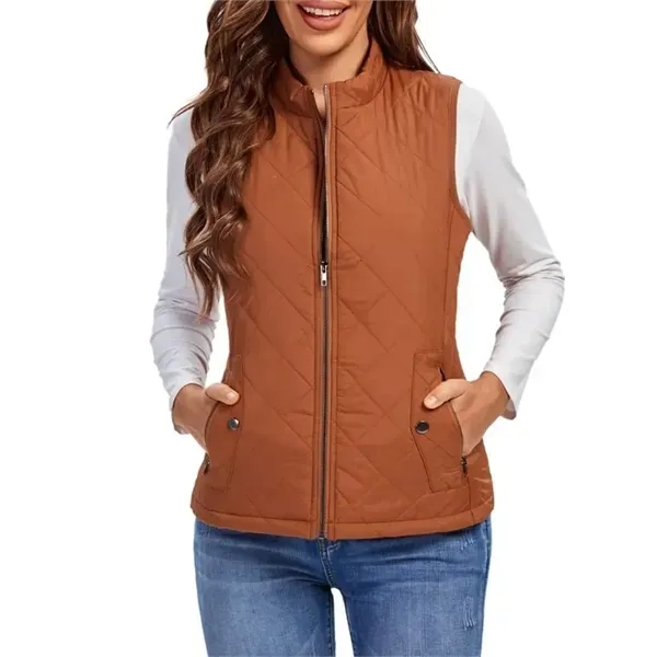 Custom Winter Fashion Women's Quilted Vest - Custom Winter Fashion Women's Quilted Vest - Image 2 of 8