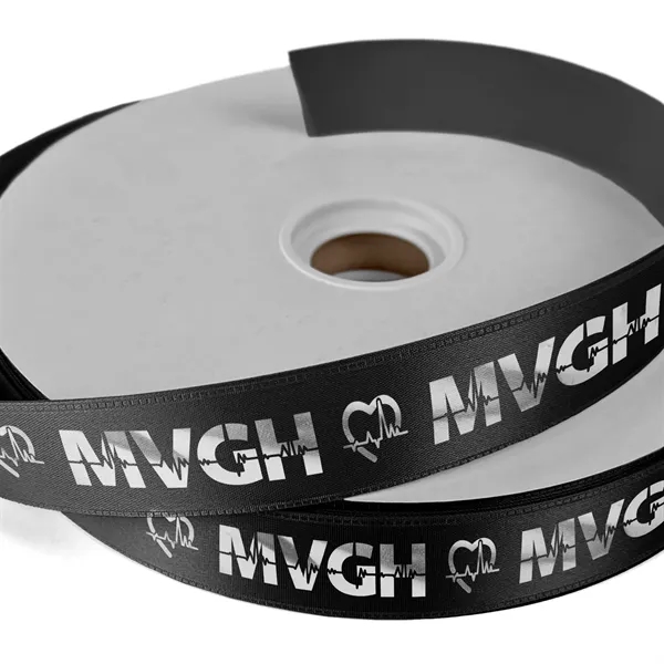1" Badge Satin Ribbon - 50yd Roll - Foil Print - 1" Badge Satin Ribbon - 50yd Roll - Foil Print - Image 0 of 19