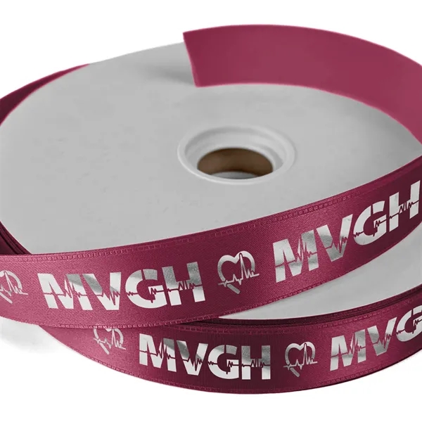 1" Badge Satin Ribbon - 50yd Roll - Foil Print - 1" Badge Satin Ribbon - 50yd Roll - Foil Print - Image 6 of 19