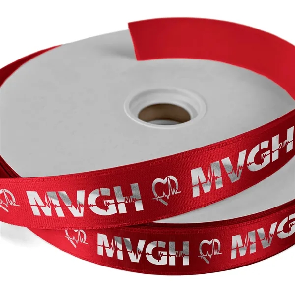 1" Badge Satin Ribbon - 50yd Roll - Foil Print - 1" Badge Satin Ribbon - 50yd Roll - Foil Print - Image 18 of 19