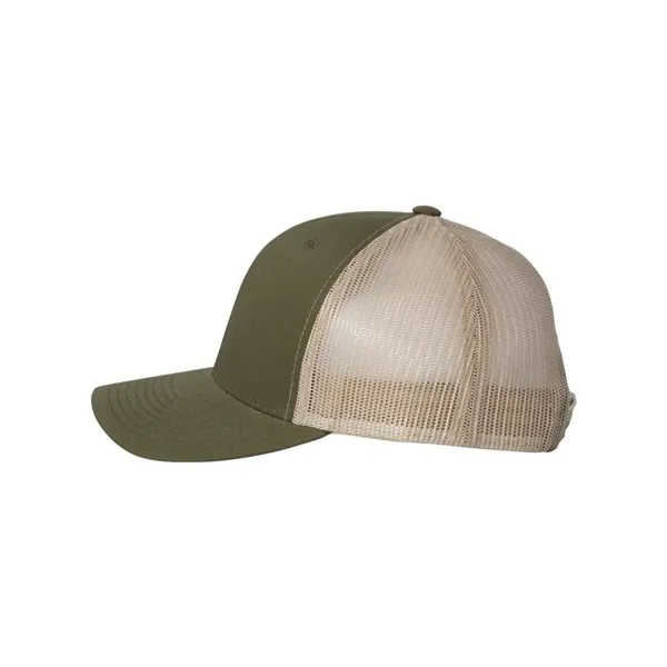 Structured 6 Panel Trucker Cap with Leather Patch - Structured 6 Panel Trucker Cap with Leather Patch - Image 14 of 33