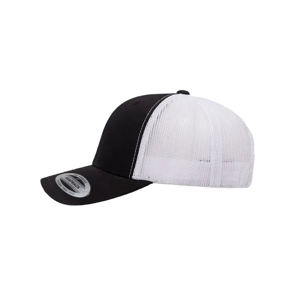 Structured 6 Panel Trucker Cap with Leather Patch - Structured 6 Panel Trucker Cap with Leather Patch - Image 30 of 33