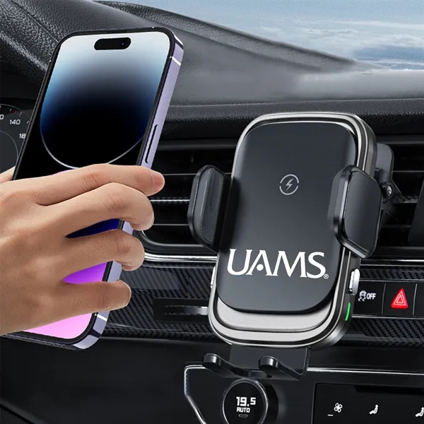 15W Qi Charging Auto Clamping Car Charger Phone Holder Mount - 15W Qi Charging Auto Clamping Car Charger Phone Holder Mount - Image 1 of 2