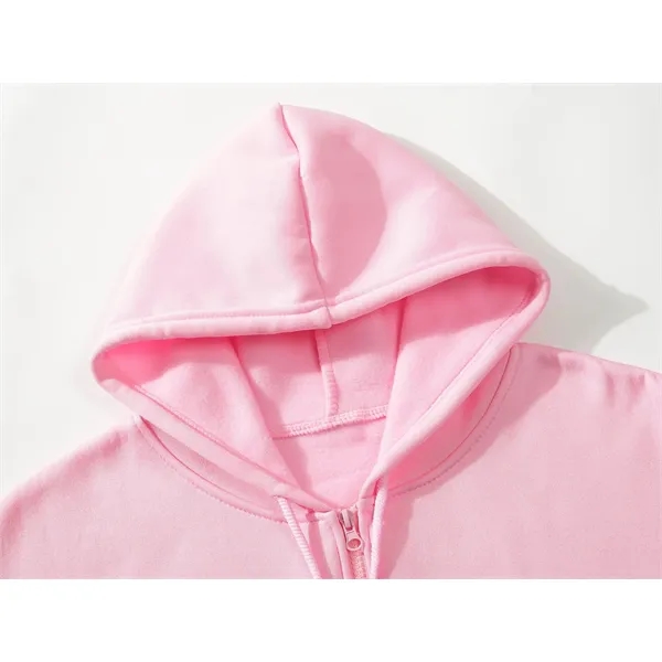 Unisex Casual Solid Color Full Zip Up Hoodies Sweatshirts - Unisex Casual Solid Color Full Zip Up Hoodies Sweatshirts - Image 2 of 4